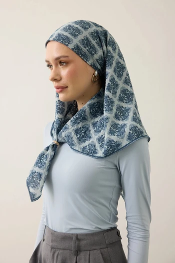 Buz Mavisi İpekhan Seren Eşarp 4101