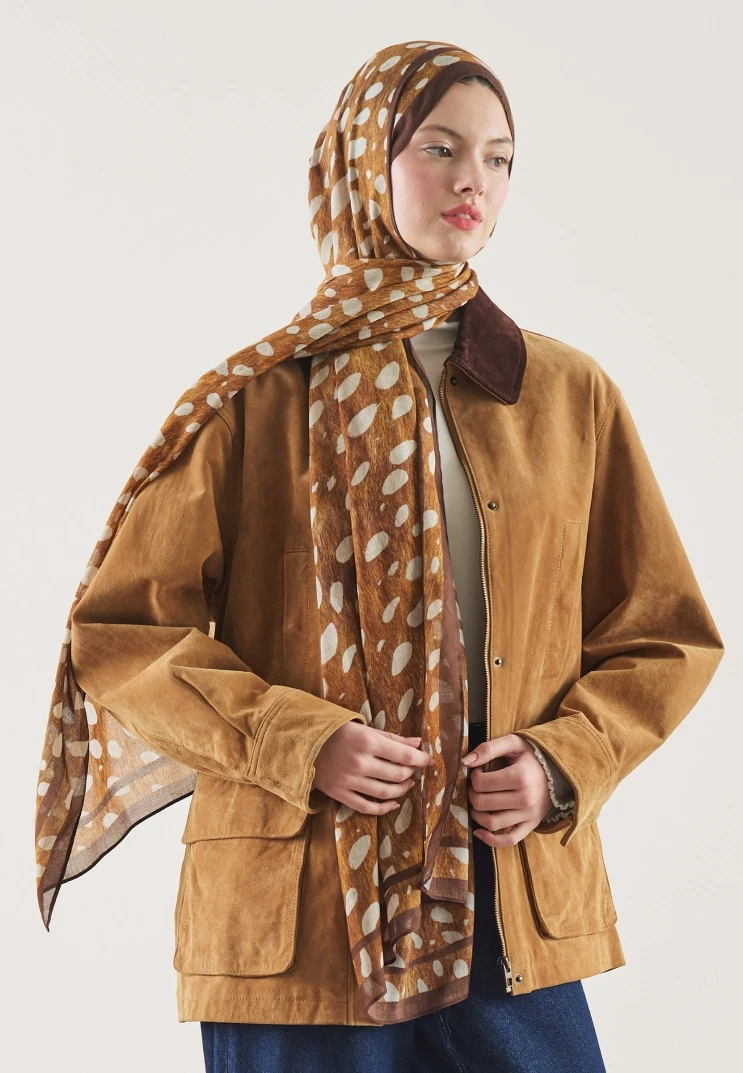 CAMEL Fresh Scarfs Wıld Fawn Desenli Rami Şal