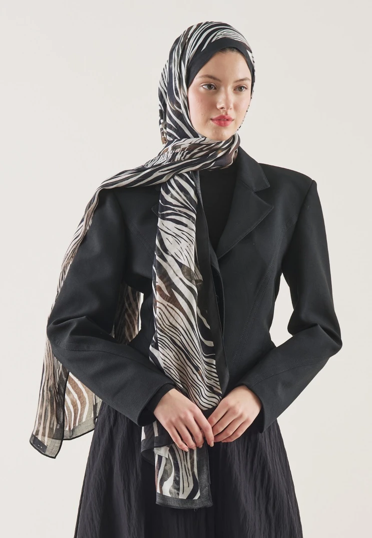 Kahve Fresh Scarfs Wıld Zebra Desen Rami Şal