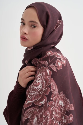 Kızıl Carell Floriva Monogram Floş Şal
