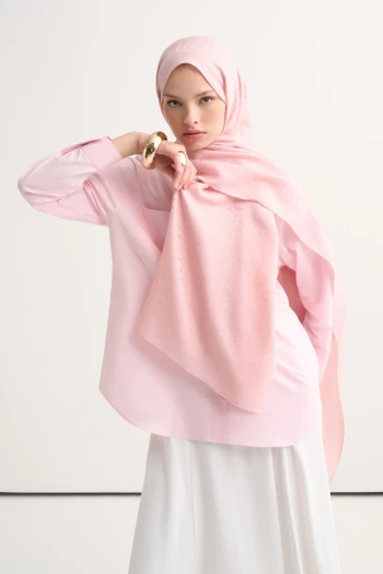 Pembe Carell Luxe Desen Liora Pamuk Şal