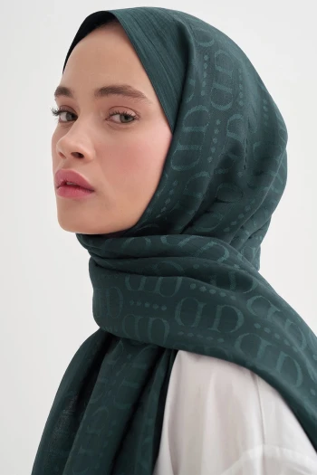Petrol Carell Luxe Desen Liora Pamuk Şal