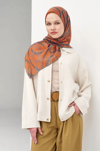 12 Silk Home Zincir Desen Tencel Monare Eşarp