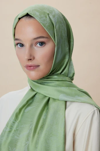 Açık Yeşil Maisa Jade Modal İpek Jakarlı Şal