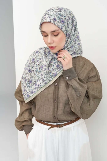 Adaçayı Silk Home Çiçek Sarmalı Velora Eşarp