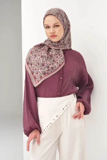 Fuşya Silk Home Çiçek Sarmalı Velora Eşarp