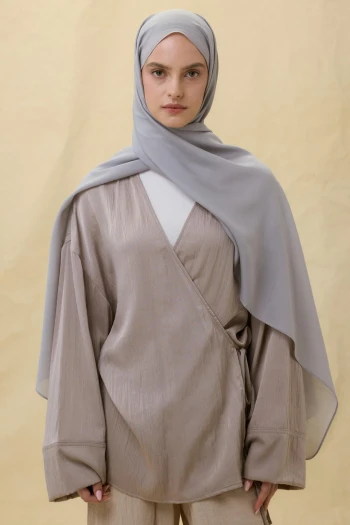 GRİ Fenza Scarf Paris İpeği Şal