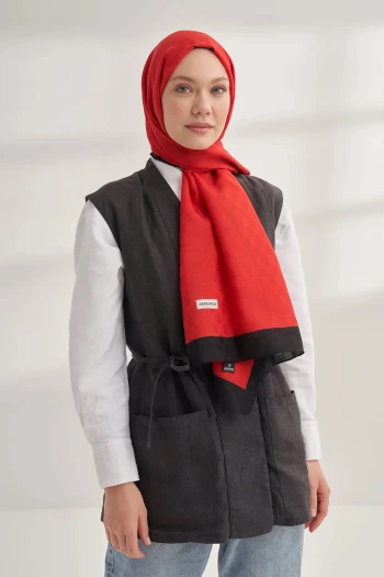 Kırmızı Armanda Dama Monogram Şal