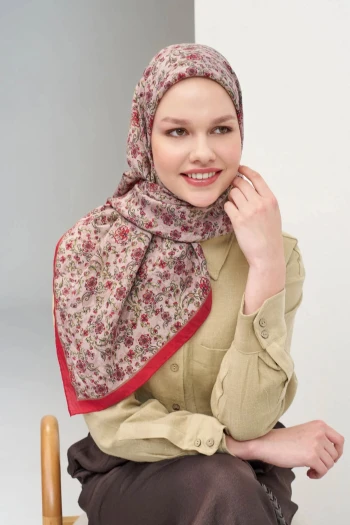 Kırmızı Silk Home Çiçek Sarmalı Velora Eşarp