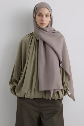 Koyu Vizon Fenza Scarf Paris İpeği Şal