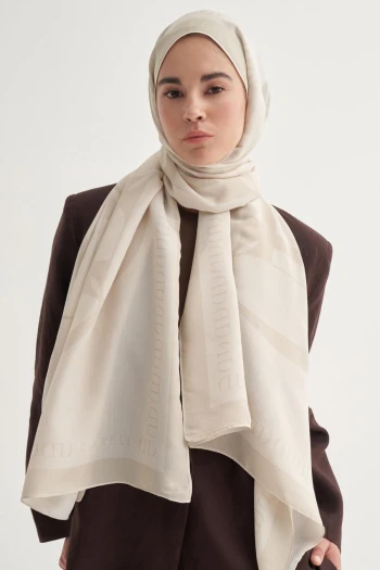 Krem Carell Aura Monogram Floş Şal