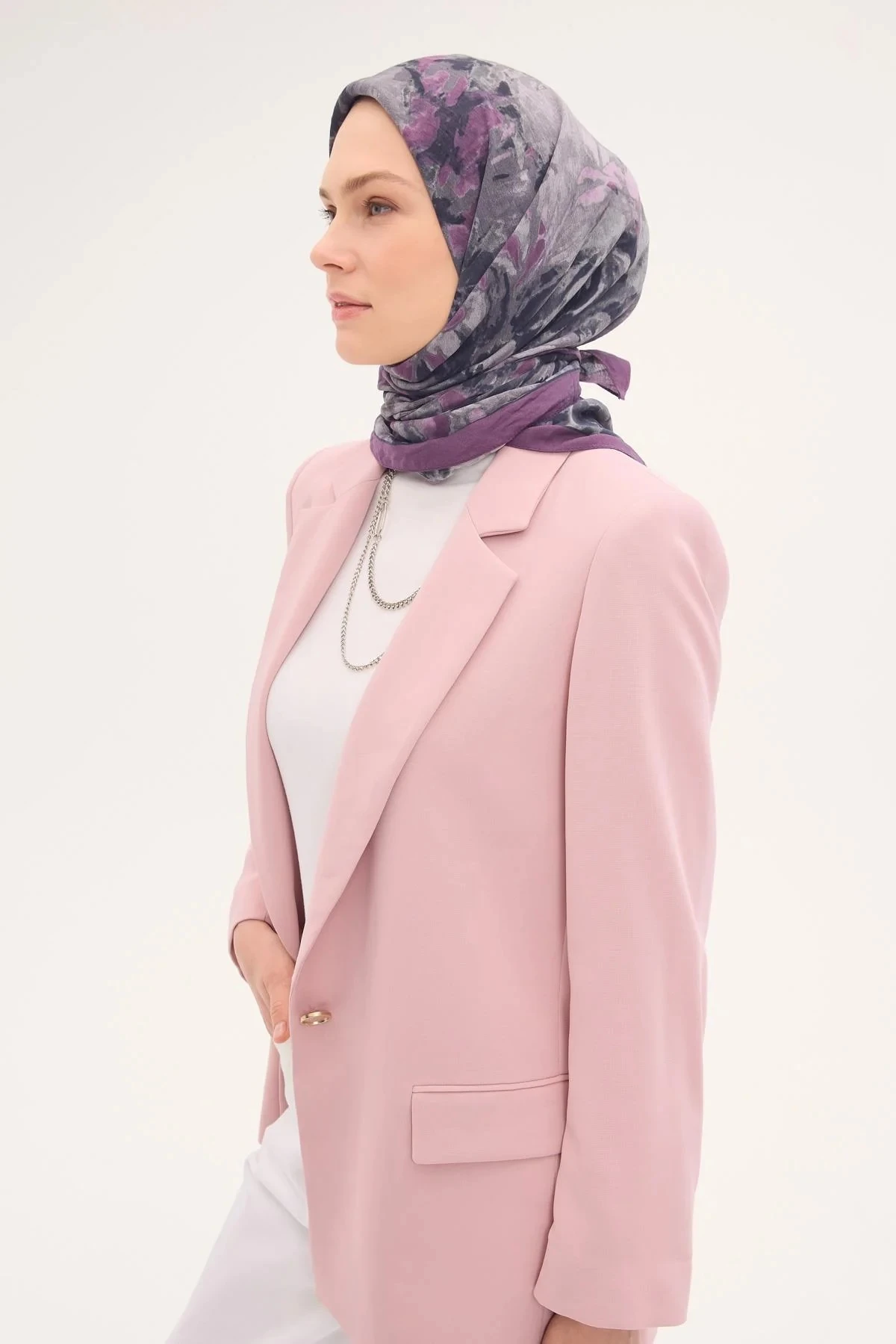 Leylak Silk Home Duman Desen Velora Eşarp