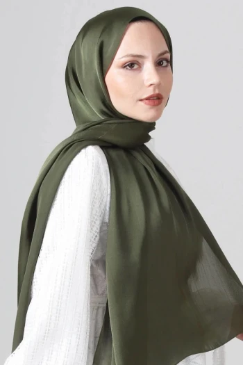 ORMAN YEŞİLİ Harem Scarf Como Saten Şal
