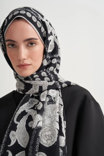 SİYAH Carell Mooon Monogram Floş Şal