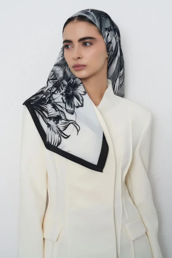 SİYAH ED Scarf Çiçek Desen Viskon Floş Eşarp