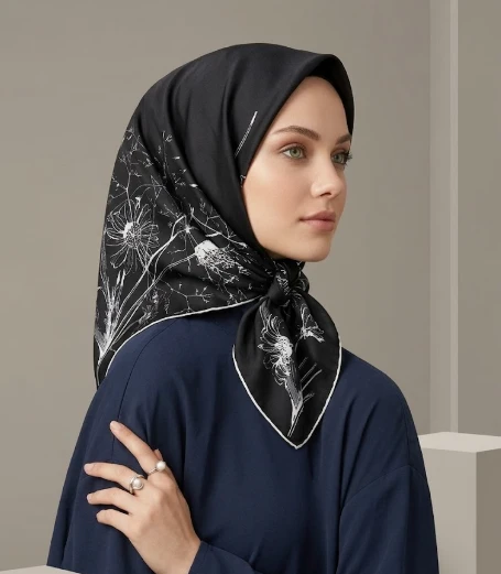 SİYAH Sisley Twill İpek Eşarp 2020