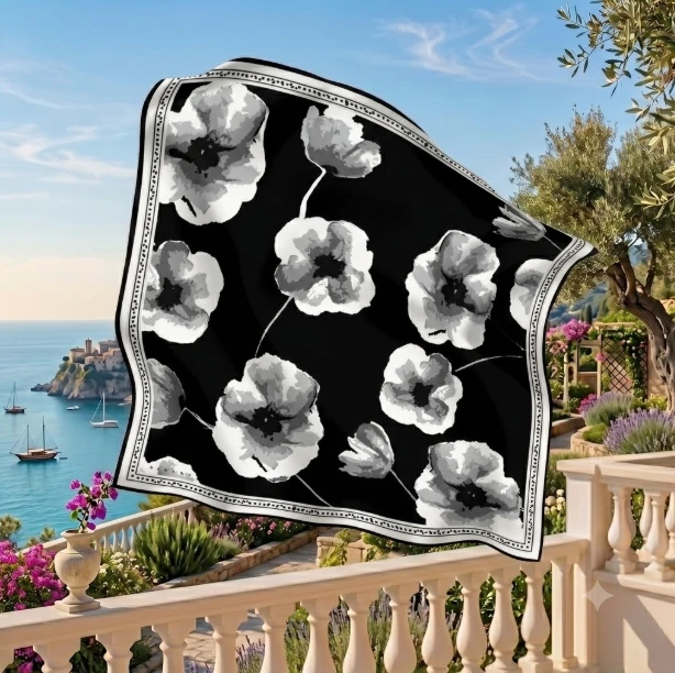SİYAH Sisley Twill İpek Eşarp 2025