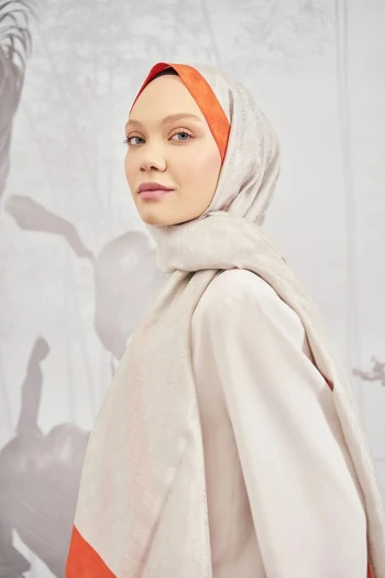 Taş Orange Armanda Dama Monogram Şal