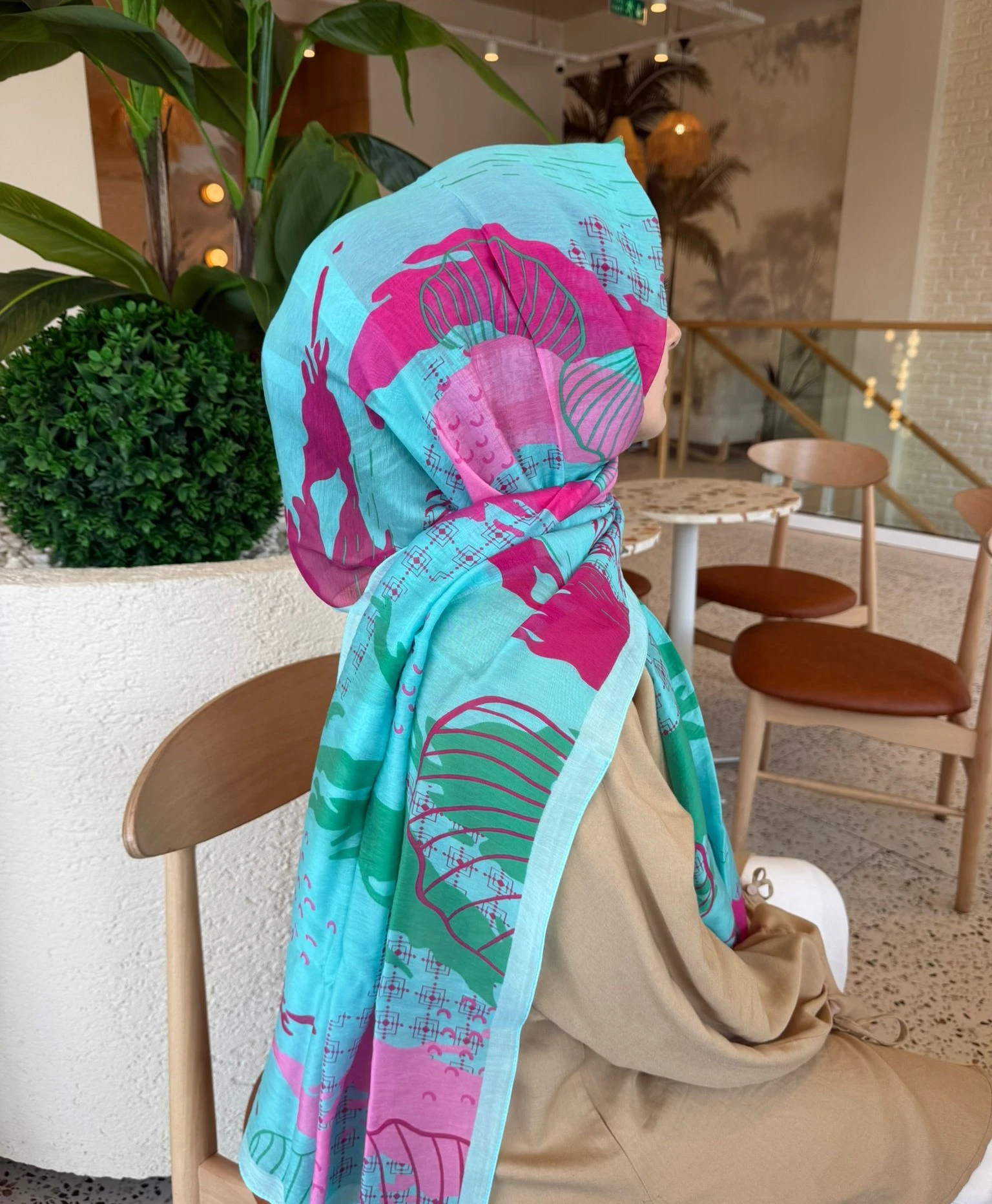 Turkuaz Benetton Fiore Şal 1010