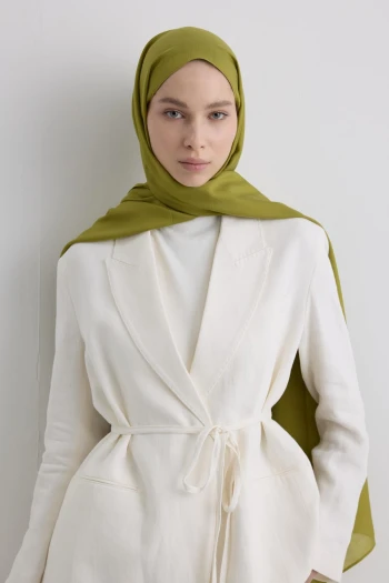 Yağ Yeşili Fenza Scarf Paris İpeği Şal