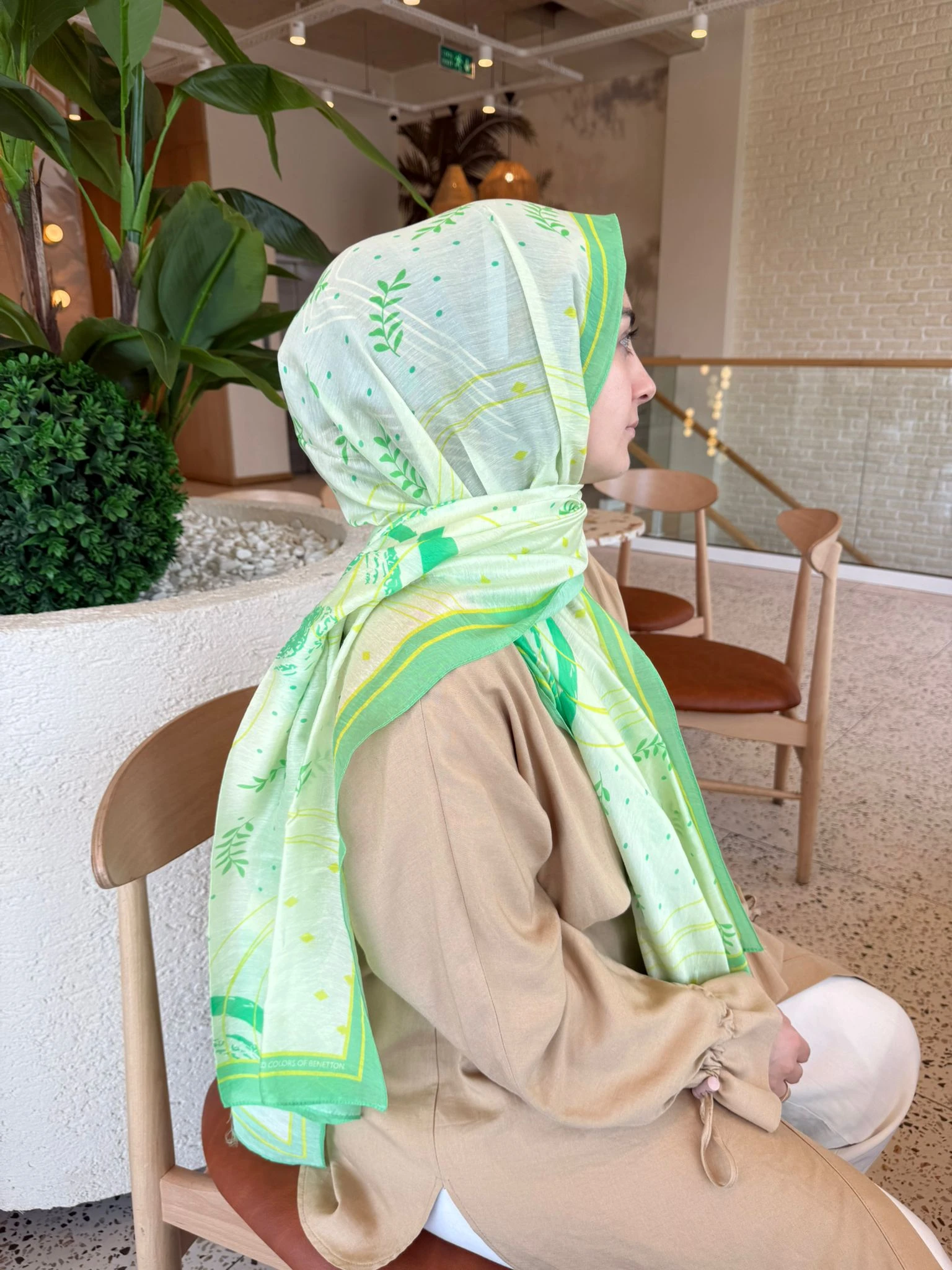 YEŞİL Benetton Fiore Şal 1015