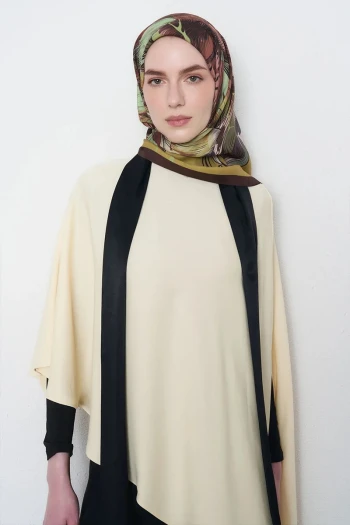 YEŞİL ED Scarf Çiçek Desen Viskon Floş Eşarp