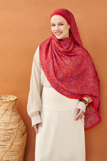 Bayrak Kırmızısı Silk Home Riva Secret Garden Tencel Şal