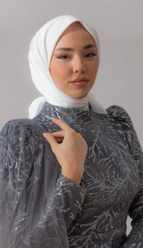 Beyaz Silk Home Düz Twill Polyester Eşarp