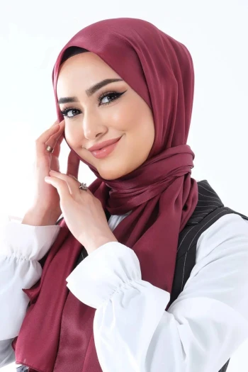 BORDO Harem Scarf Kristal Saten Şal