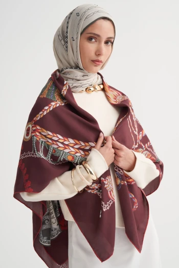 BORDO Ottoman Premium Omuz Şalı