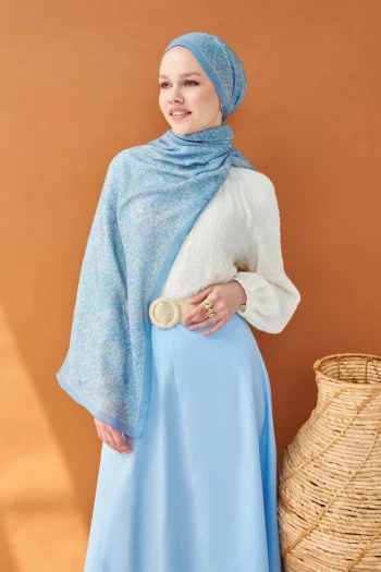 GÖK MAVİ Silk Home Riva Secret Garden Tencel Şal