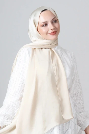 İnci Krem Harem Scarf Como Saten Şal