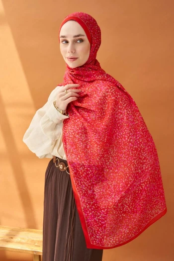 Kırmızı Silk Home Riva Secret Garden Tencel Şal