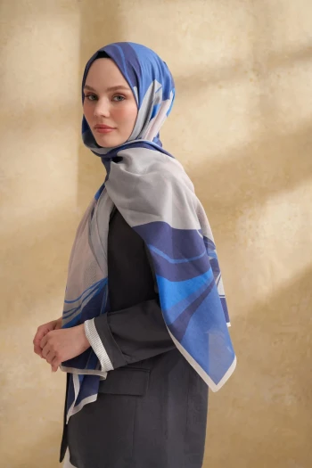 LACİVERT Armanda İpek Pamuk Şal 3383