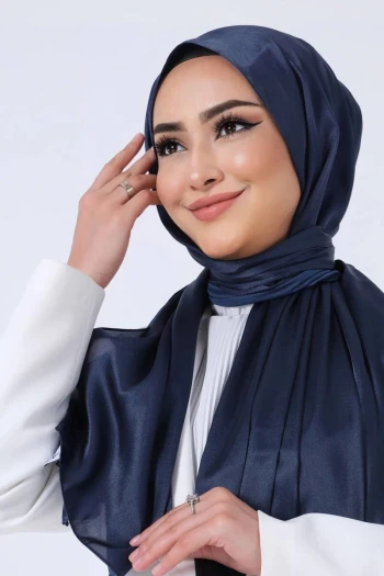 LACİVERT Harem Scarf Kristal Saten Şal