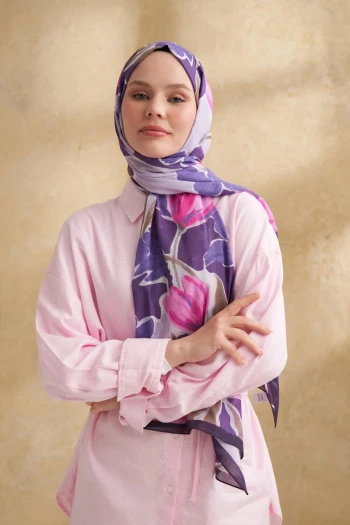 LİLA Armanda İpek Pamuk Şal 3384
