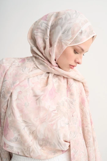 Pembe Carell Rosin Floş Viskon Şal