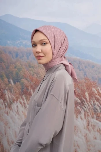 Pudra Armanda Cotton Monogram A Desen Eşarp 3099