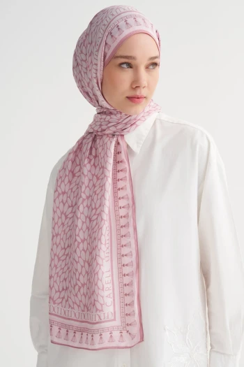 Soft Pembe Carell Vera İncira Viskon Şal
