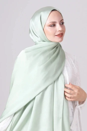 SU YEŞİLİ Harem Scarf Como Saten Şal
