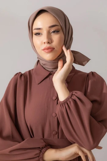 Sütlü Kahve Silk Home Düz Twill Polyester Eşarp