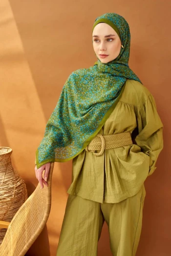 Yağ Yeşili Silk Home Riva Secret Garden Tencel Şal