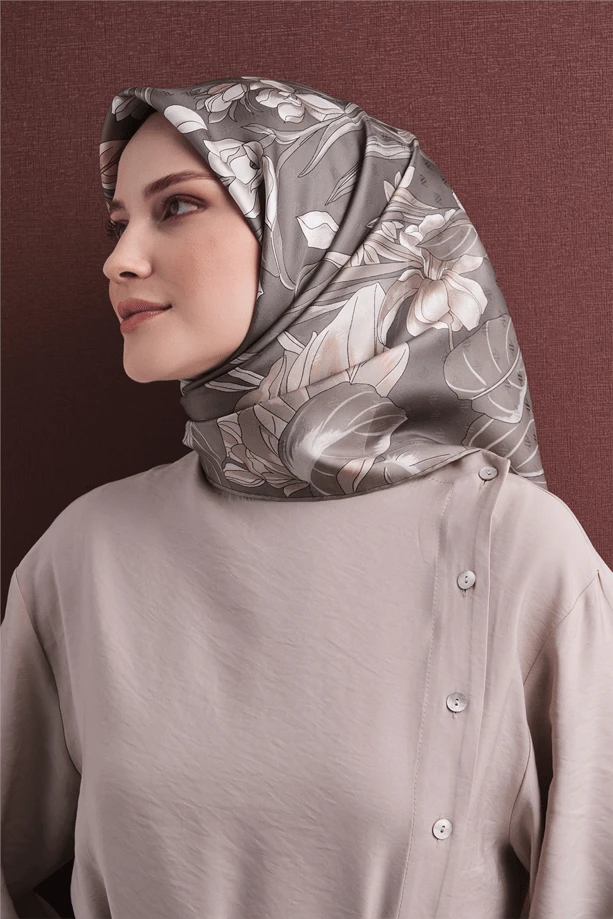 09 Armine Exclusive Jakarlı Twill İpek Eşarp 9608D