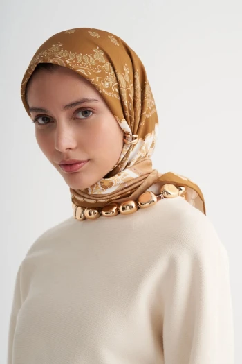 16 Carell Desenli Twill Eşarp