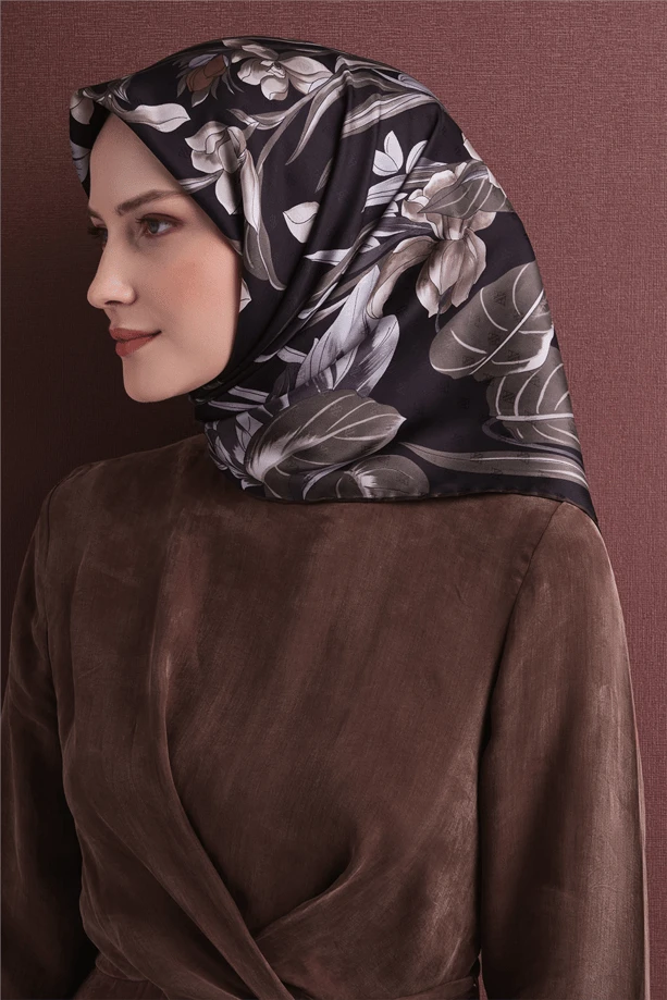 57 Armine Exclusive Jakarlı Twill İpek Eşarp 9608D