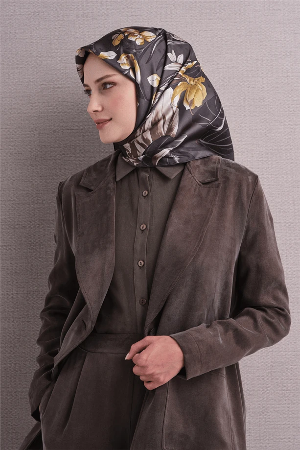 83 Armine Exclusive Jakarlı Twill İpek Eşarp 9608D