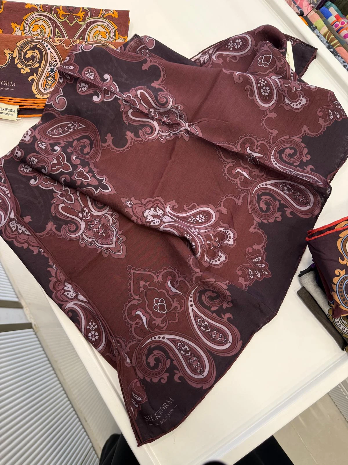 Koyu Bordo Silkworm Natural Yarn Serisi Tensel Eşarp
