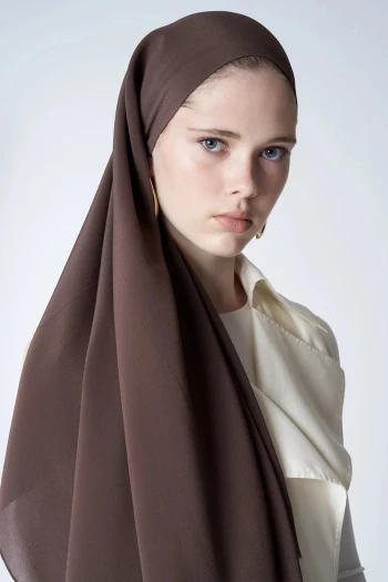 Kahverengi ED Scarf Core İpek Şal