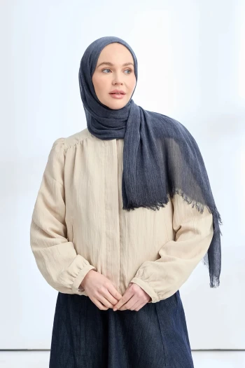 LACİVERT Armanda Organic Touch Viskoz Şal 3601