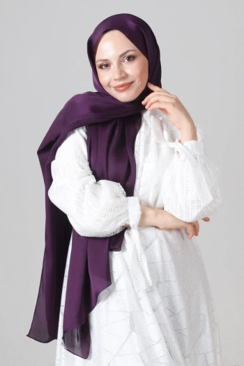 PATLICAN MORU Harem Scarf Como Saten Şal